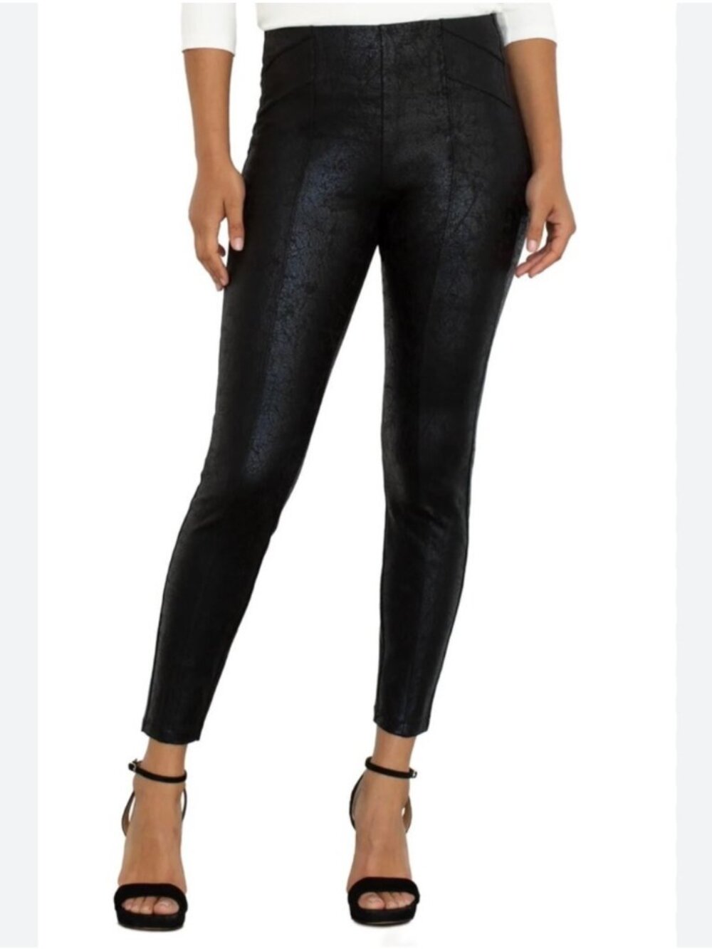 LIVERPOOL | Crackled Snake Print Leggings | Black | Size 0
